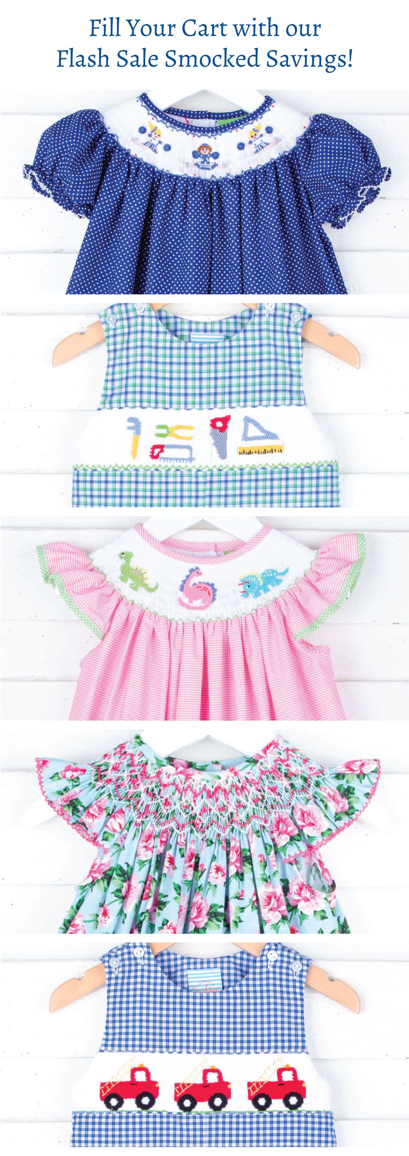 Fill your cart with our Flash Sale Smocked Savings!