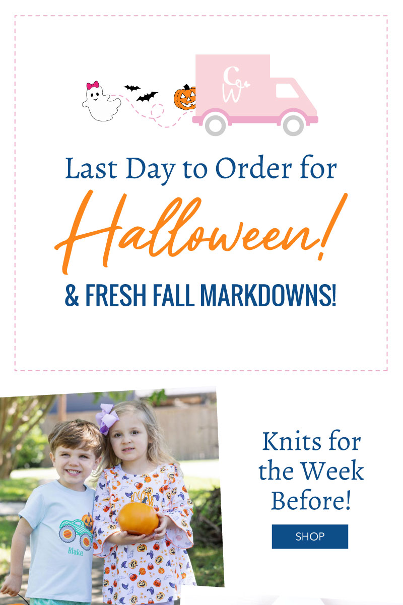 Last day to order for Halloween and Fresh Fall Markdowns! Shop Knits